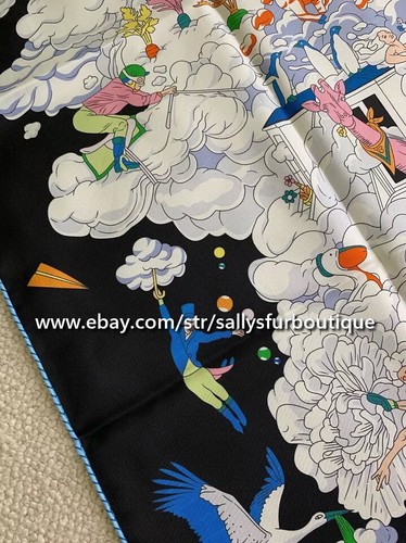 Sallys 18 Momme Twill Silk Wrap Scarf Stole Cloud Animals Double Face Shawl 35" - Picture 8 of 33