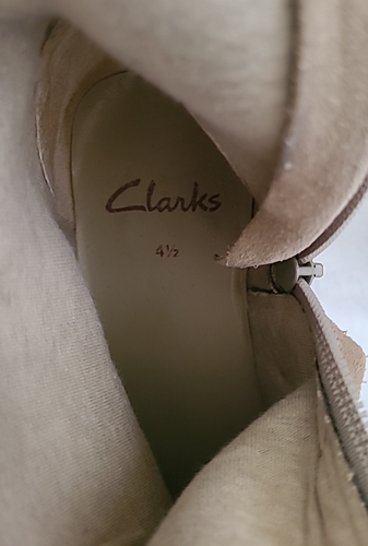 Clarks Beige Suede Calf Length Boots UK Size 4.5 Elasticated Calf VGC - Picture 14 of 15