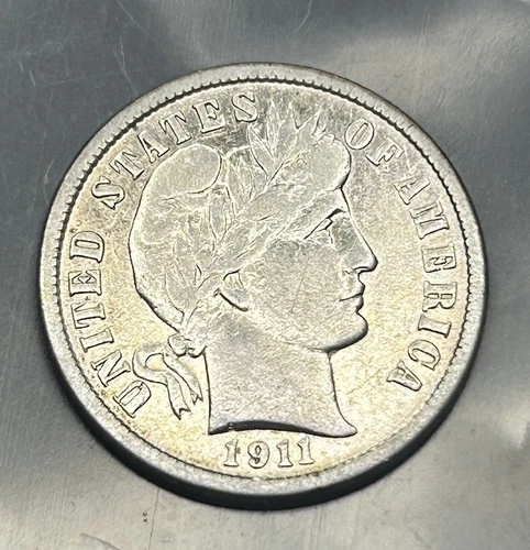1911 D Barber Dime XF Details 90% US Silver Dime Denver Mint -Zm