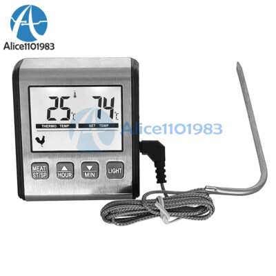 Digital Food Thermometer Temperature Meter Timer Meat Probe For Cooking BBQ Oven