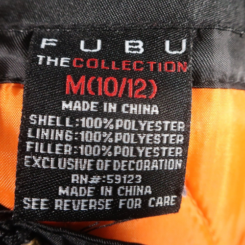 Vintage Fubu 05 Black Bomber Jacket Youth M Street Wear Hip Hop Gold Embroider - Picture 4 of 14