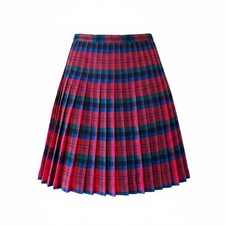 Pendleton Vintage Plaid Turnabout Skirt 50s Pleated Wool Red Blue Reversible