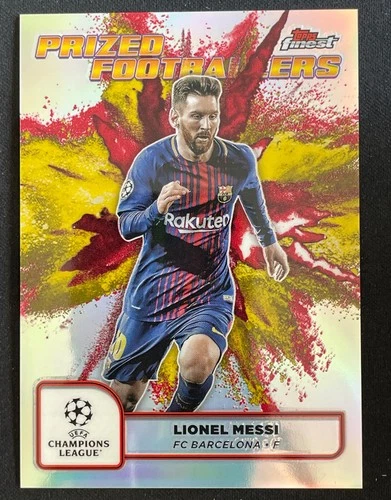 Lionel Messi 2024-25 Topps Finest UEFA Prized Footballers Fusion Yellow Red SP