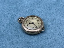 Antique Swiss Ladies Pocket Watch Pendant Double Hunter Case Gold Filled Linnet