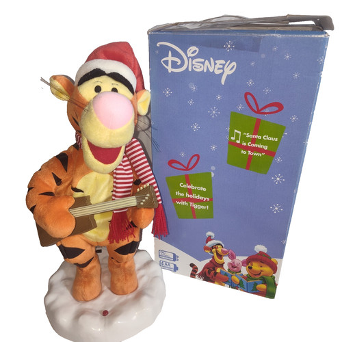 Gemmy Animated Disney Tigger Singing Dancing Christmas Figure Guitar See Video