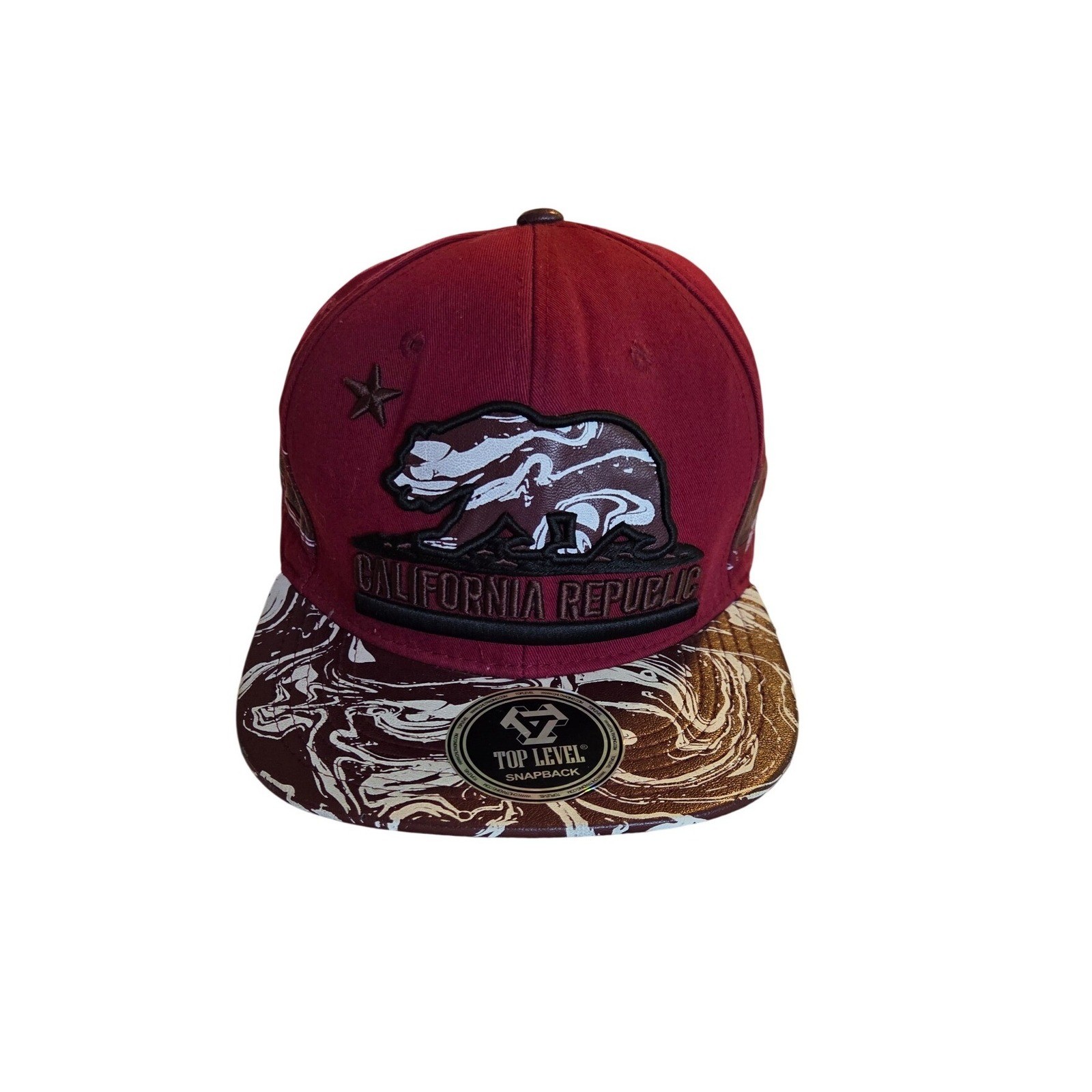 California Republic Bear Snapback Hat | Burgundy | Top Level