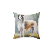 Borzoi - Russian Wolfhound Spun Polyester Throw Pillow