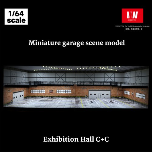 Modelo de sala de exposición de automóviles Diorama 1/64 modelo de luz LED de dos pisos modelo de escena de garaje de automóvil - Imagen 48 de 70
