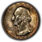 1956 25c Silver Washington Quarter - Subtle Rainbow Toning - BU - SKU-Y6314