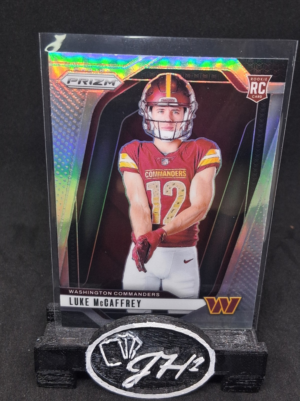 Luke McCaffrey 2024 Panini Prizm Rookie Variation Silver Prizm #26 Washington