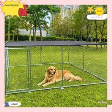 10x10 ft Outdoor Dog Playpen Large Cage Pet Exercise Metal Fence Kennel Roof US