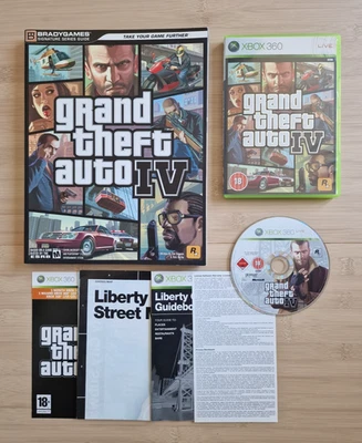 Grand Theft Auto IV Xbox 360 + Official BradyGames Guide | PAL | Complete In Box - Image 1 of 4