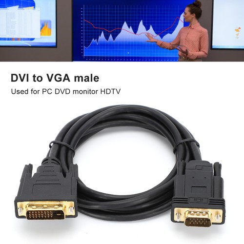 HD Video Cable Computer Accessory Adapter Cord 1080P DVI To VGA Male 2‑Meter NEW - Afbeelding 10 van 12