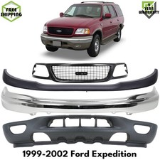 Front Bumper Face Bar Chrome Steel Grille Assembly For 99-2002 Ford Expedition