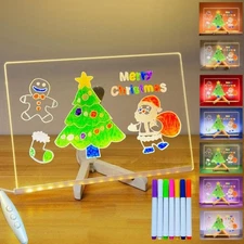 LED Light Up Message Board Glow Doodle Pad with 10 Modes Acrylic Dry Erase NEW