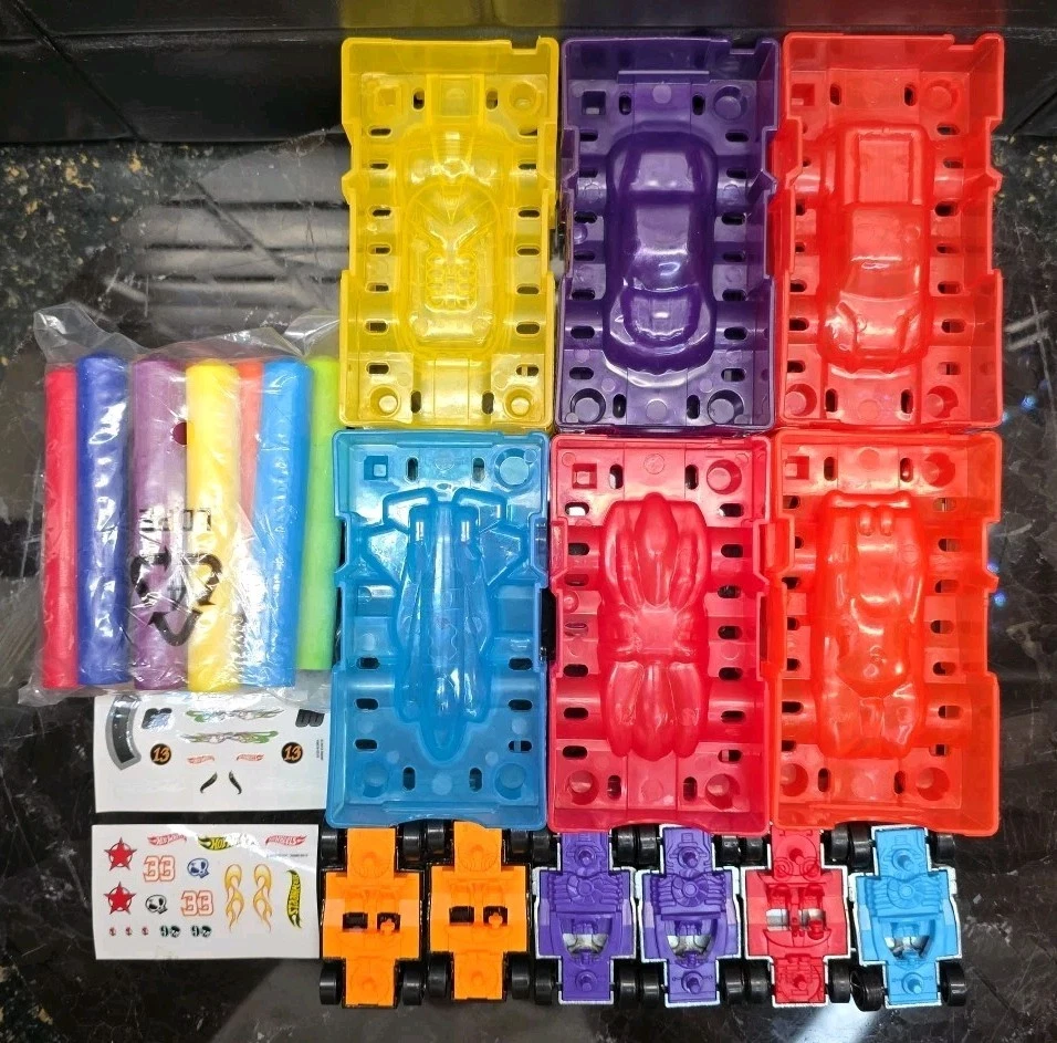 Hot Wheels Car Maker Replacement Parts 14 Wax Sticks 6 Mold & Chassis 2 Stickers - Image 2 of 4