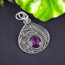 African Amethyst Gemstone Sterling Silver Mother February Birth Pendant Jewelry