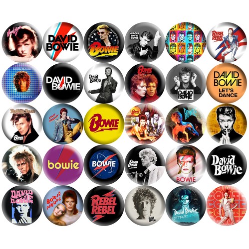 David Bowie 1" Pinback Buttons 70s 80s Glam Rock New Wave Retro Music 30 Pins - Picture 7 of 8
