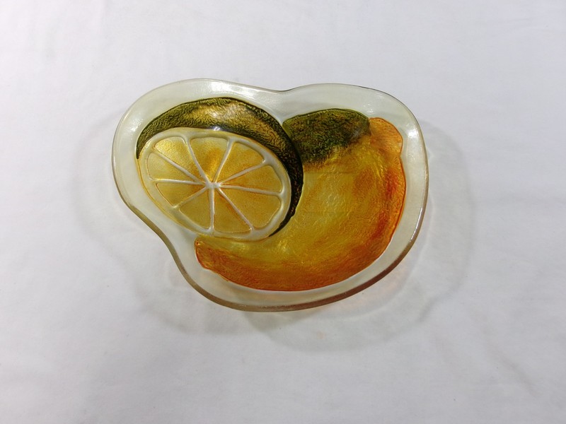 Art Glass Dish Plate/Tray Thick Glass Textured Glass Decor