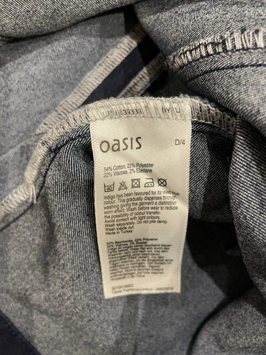 Oasis Navy Blue Denim Dress With Stretch, Size 12 - Picture 4 of 5