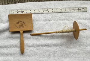 1 Clemes & Clemes Wool Carding Brush paddle Sheep 5 “ x 3.5”  With Drop Spindle