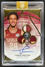 2025-26 Topps Three Tyrese Proctor Rookie 3 Patch Vertical Auto RC Gold #/10
