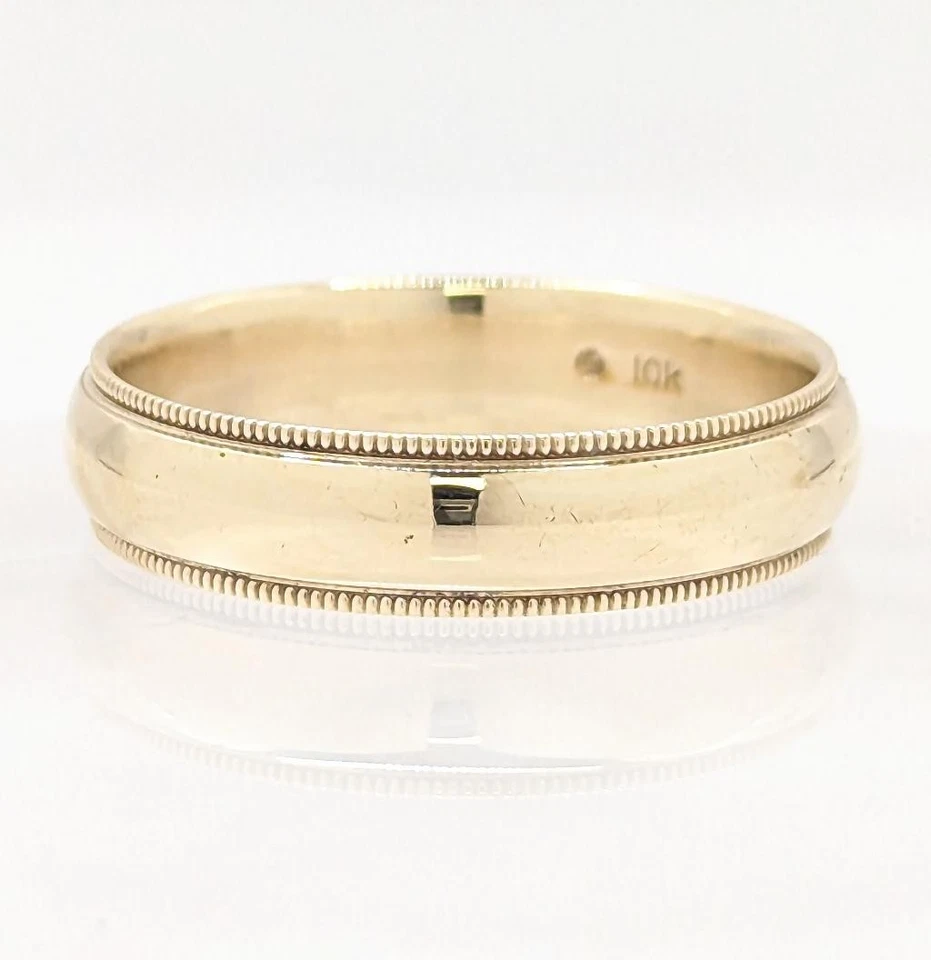 Alianza de boda de oro amarillo macizo de 10 quilates 4,8 g 5,1 mm ajuste cómodo con cuentas talla 10,25 Foto 4 de 4