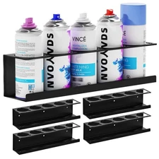 Wall-Mounted Spray Can Holder Rack, 4 Pack Black Steel 16.5 in W x 3.9 in H