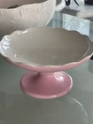 1956 Pink Hull Footed Pedestal Cake Stand 159 10.5” Mid Century Modern Pottery