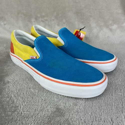 Vans X The Simpsons Mens Slip On Pro Sneaker Skate Shoe Size 11.5 Blue Suede NEW