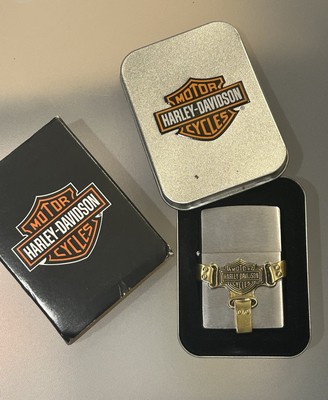 Zippo Harley Davidson Lighter Brass Bootstrap In Original Tin Vintage 1998 New