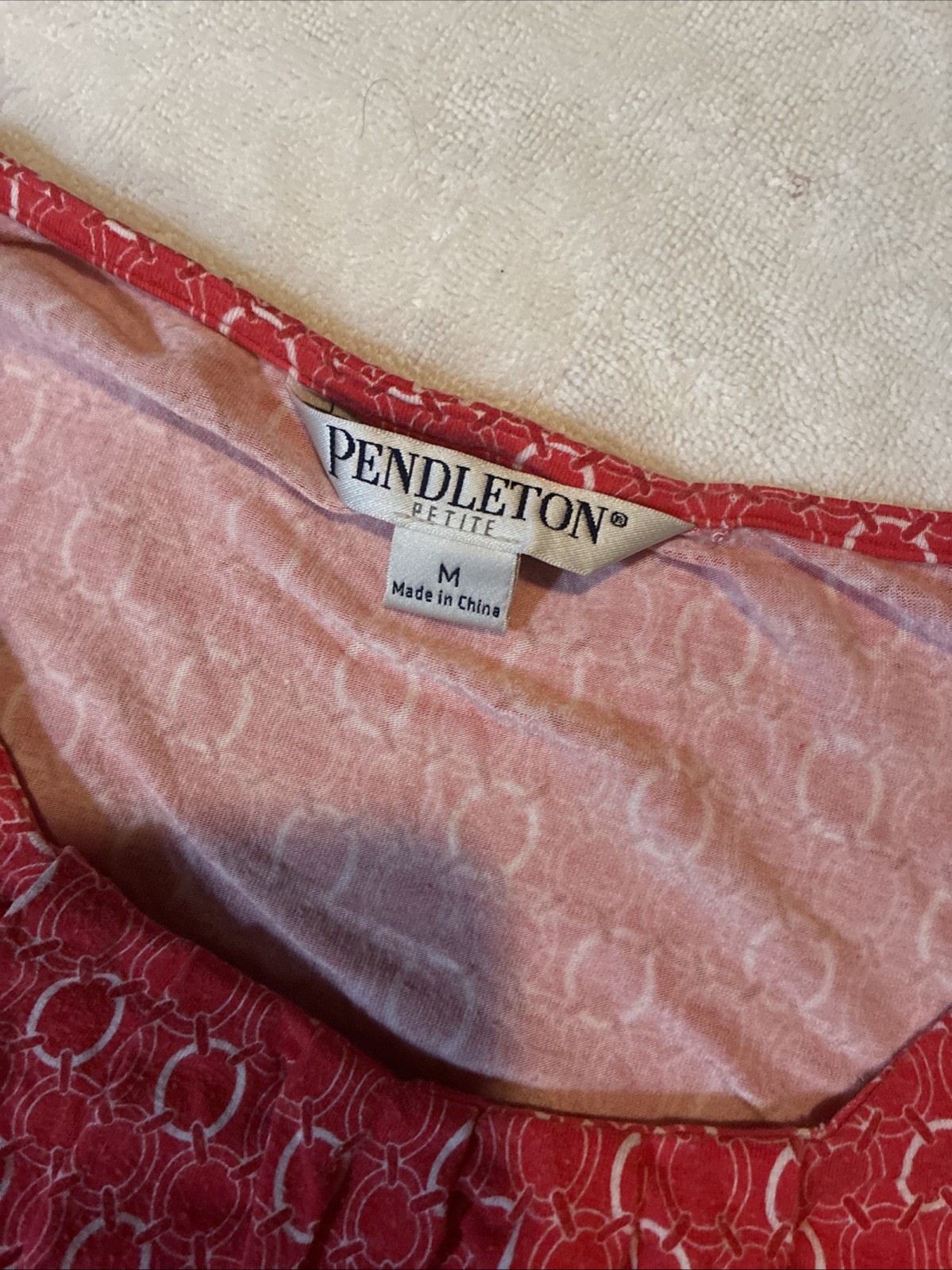 Pendleton Red Patterned Blouse Petite Medium - image 3