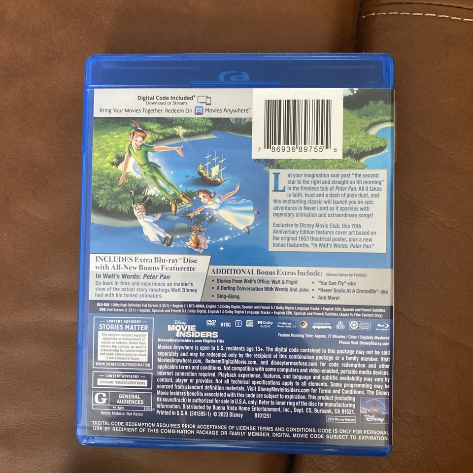 Peter Pan - (70th Anniversary Blu-ray DVD) DMC Exclusive w/ slipcover - Image 3 of 4