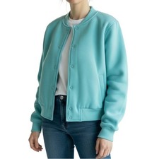 Victoria's Secret Cotton Fleece Snap Bomber Jacket, L SRP: $60 