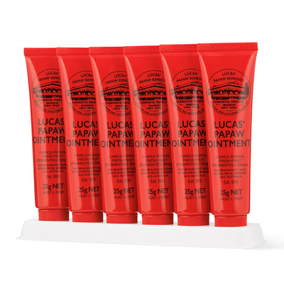 Lucas  Papaw Salbe 25g x6 natürlicher Hautrelief Balsam für Schnitte & trockene Lippen