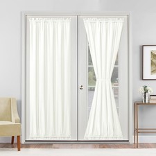 French Door Curtains Privacy, Rod Pocket Semi Sheer Front Curtain for Door Wi...