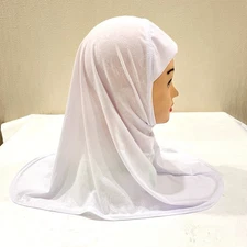 Kids Girls Muslim Hijab Turban Pull On Ready 2-6Y Headscarf Instant Amira Scarf