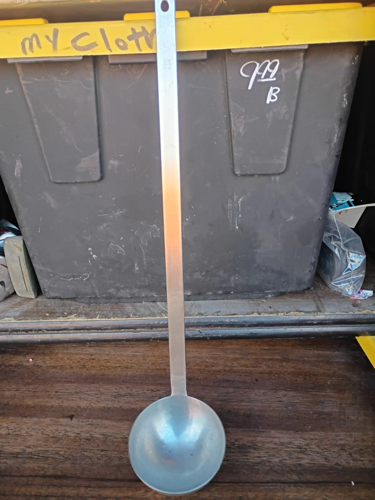 18" Stainless Steel,Ladle /1950 JS BICO / Marked HQ.CO Korean War.