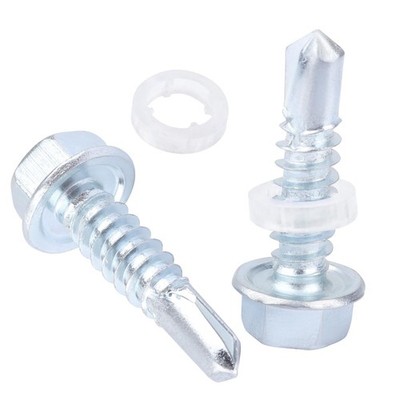100 PCS 14 x 1 Sheet Metal Screws Hex Washer Head Roof Wood Connections