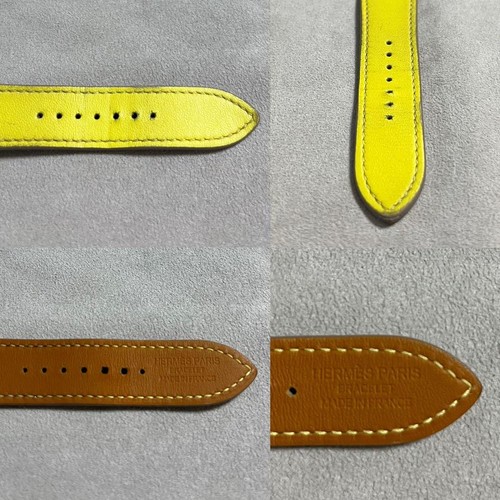 Hermes Yellow Vau Swift Leather Apple Watch Band Simple Tour Strap 38 42mm - Photo 13 sur 14