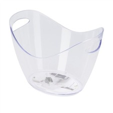 Clear Oval Champagne Ice Bucket | Plastic Drinks Cooler with Handles - 26cm