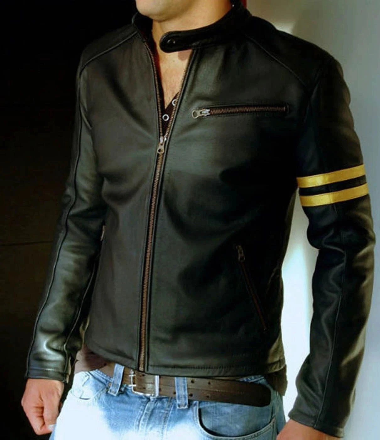 Motorcycle Biker Outfit Mens Leather Jacket Soft Modern Durable Lambskin Wear