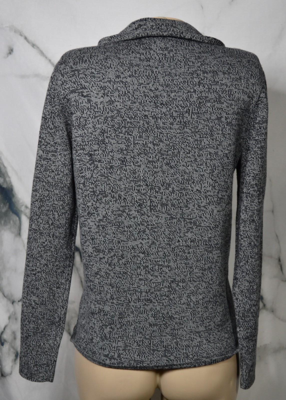 EXPRESS Black Gray Marled Buttoned Collared Cardi… - image 5