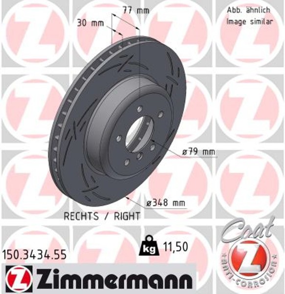 1X Bremsscheibe Black Z Zimmermann 150.3434.55 FüR BMW 5Er E60 Touring E61 6Er-image