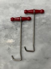 Vintage Red Handle Metal Boot Pulls   Pair 9" x 4.25"