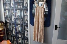 cream tiered strappy summer dress size 10