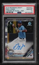 2019 Bowman Draft Chrome Pick Refractor /499 Greg Jones PSA 10 GEM MT Auto ya6