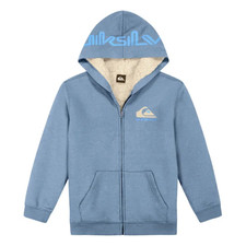 Quiksilver Hoodie Boys Small 7/8 Blue Sherpa Lined Full Zip Fleece