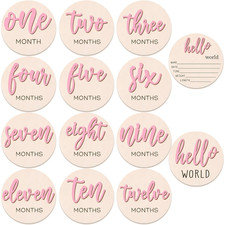 7 Pcs Baby 3D Monthly Milestone Wooden Signs Girl Baby 1-12 Months Announcement