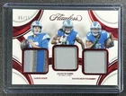 JARED GOFF MONTGOMERY JAHMYR GIBBS 2025 FLAWLESS TRIPLE PATCH RUBY JERSEY 6/15